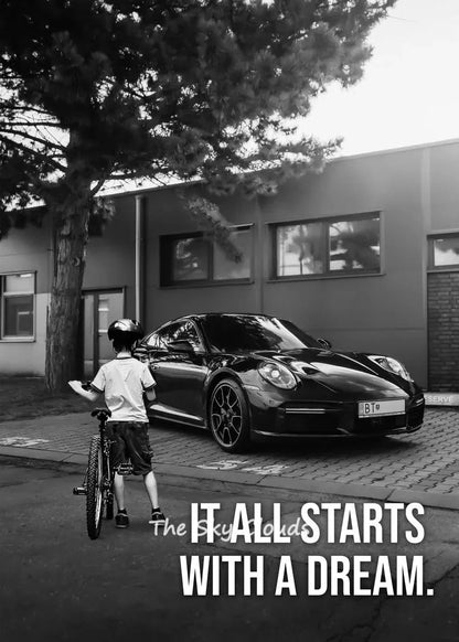 Luxury Black  White Lamborghini Supercar Canvas Art  It All Starts with A Dream HD Print Wall Decor for Office  Home