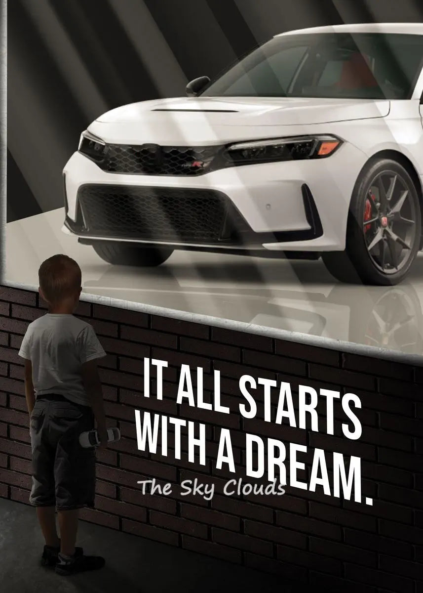 Luxury Black  White Lamborghini Supercar Canvas Art  It All Starts with A Dream HD Print Wall Decor for Office  Home