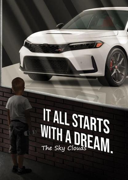 Luxury Black  White Lamborghini Supercar Canvas Art  It All Starts with A Dream HD Print Wall Decor for Office  Home